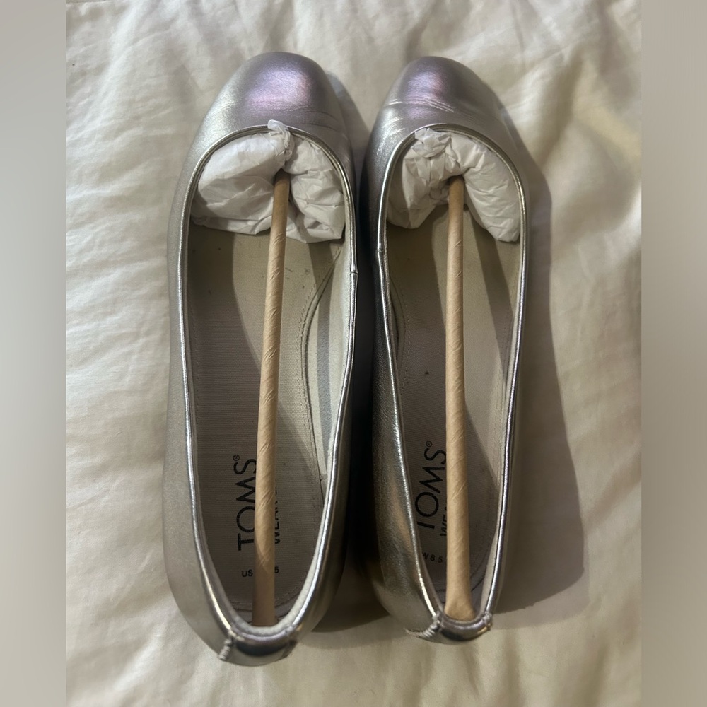Brielle Light Gold Metallic Leather TOMS Flats